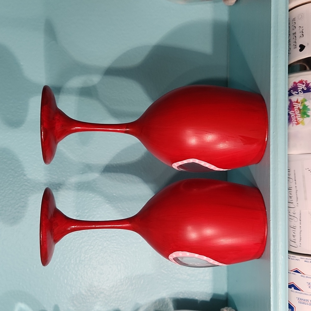 Hand Crafted Valentine's Day Themed Candle Holders 2 Set RED - Picture 3 of 6